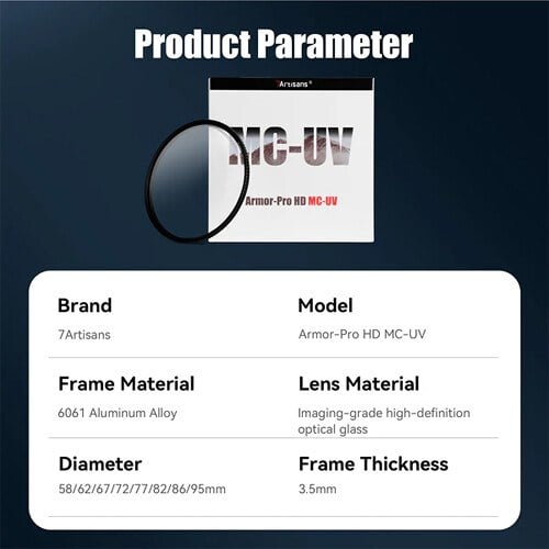 7Artisans Armor Pro HD MC UV Filtre (62mm)