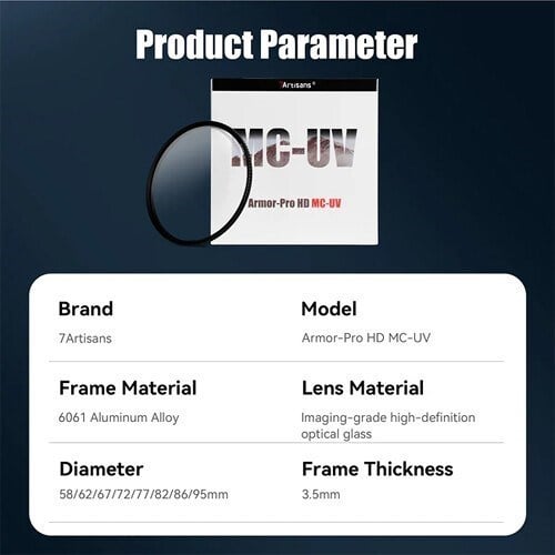 7Artisans Armor Pro HD MC UV Filtre (62mm)