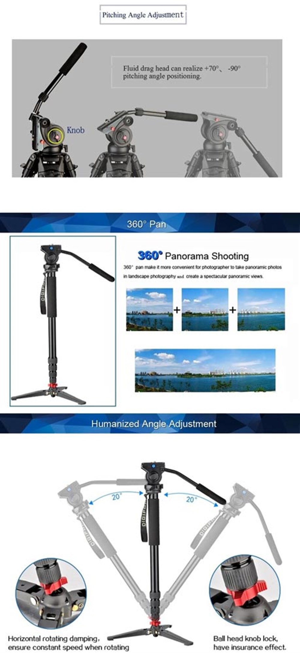 Digipod A3205VH Video Monopod - 203cm Çantalı