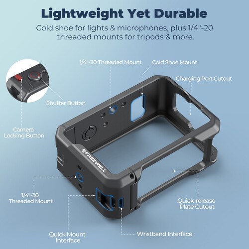 Freewell Creator Pro Cage with Xplorer Grip for DJI Osmo Action 6
