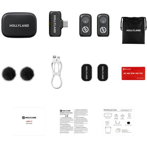 Hollyland LARK A1 Duo 2 Kişilik Kablosuz Mikrofon Seti  (USB-C, Uzay Grisi, 2.4 GHz)