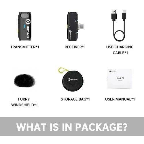 Hollyland Lark C1 Solo Tekli Kablosuz Mikrofon Sistemi (IOS Uyumlu)