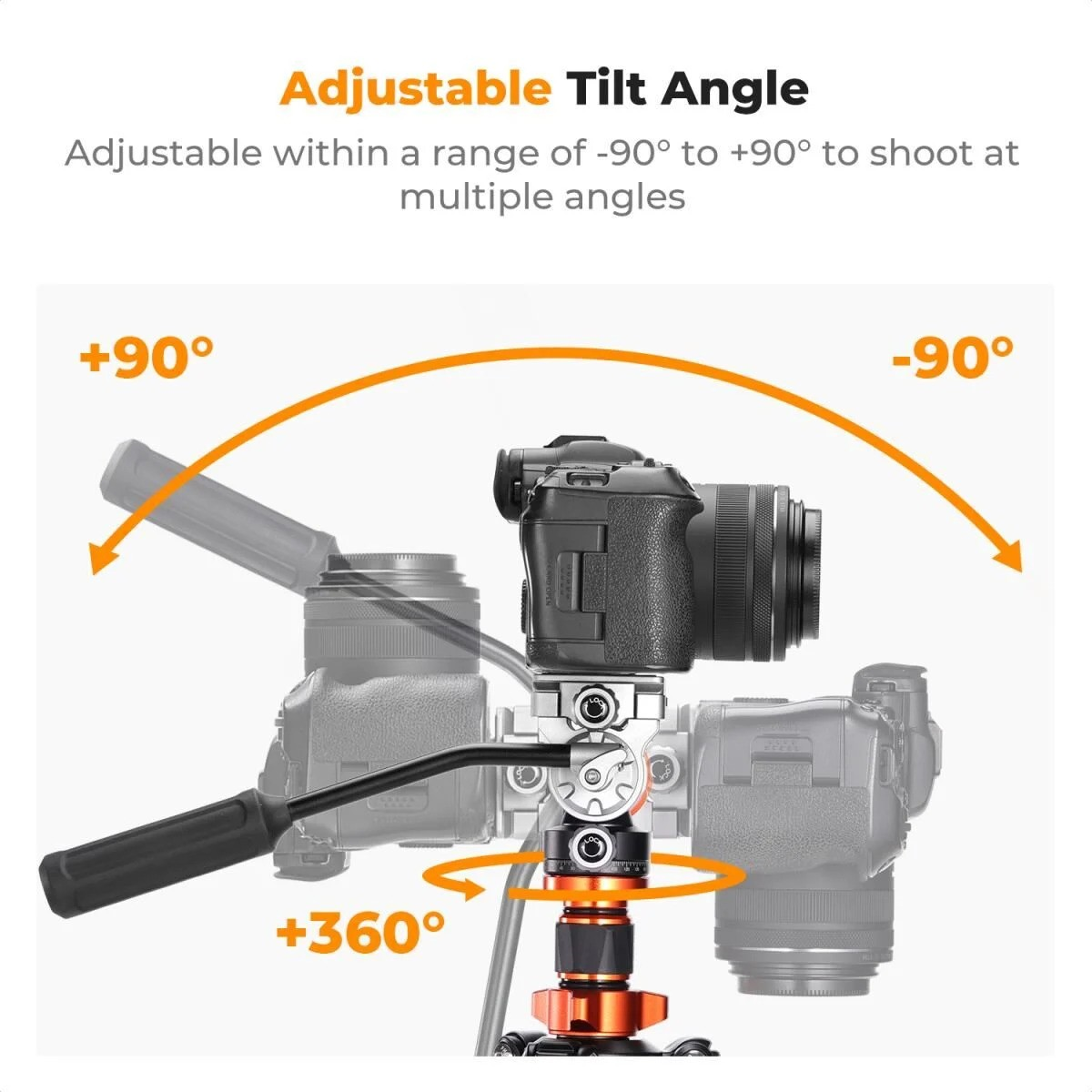 K&F Concept O255C4+FH-03 Carbon Fiber Video Tripod
