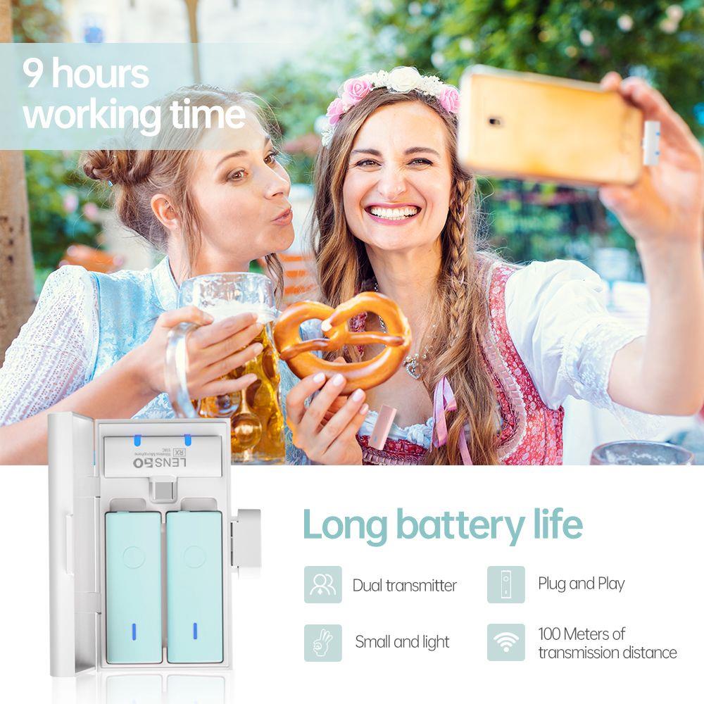 LENSGO 518C 5 Renkli Kablosuz Yaka Mikrofonu (Type-C)