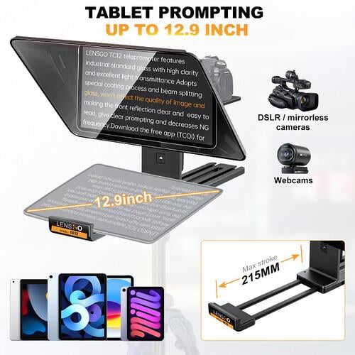 LENSGO TC12 Teleprompter for Select (Kamera ve iPad'ler için)