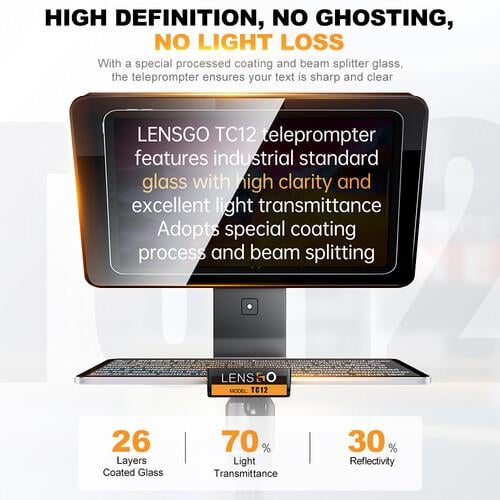 LENSGO TC12 Teleprompter for Select (Kamera ve iPad'ler için)