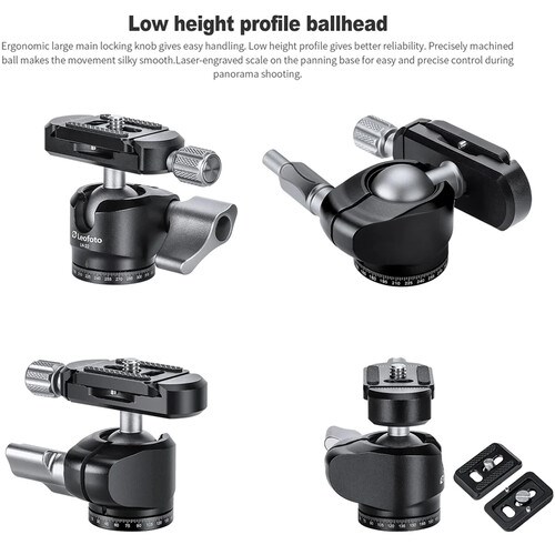 Leofoto MT-02C+LH-22 Karbon Fiber Mini Tripod Siyah