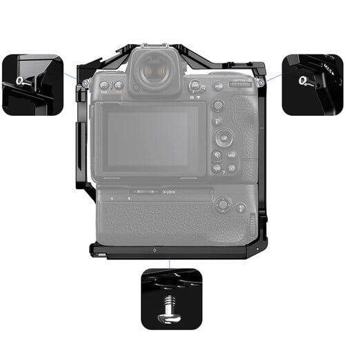 Leofoto Z8B Nikon Z8 Battery Grip ile Takılabilen Kamera Kafesi