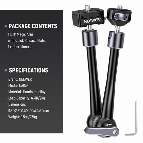 Neewer Adjustable Friction Magic Arm with Quick Release Plate (11