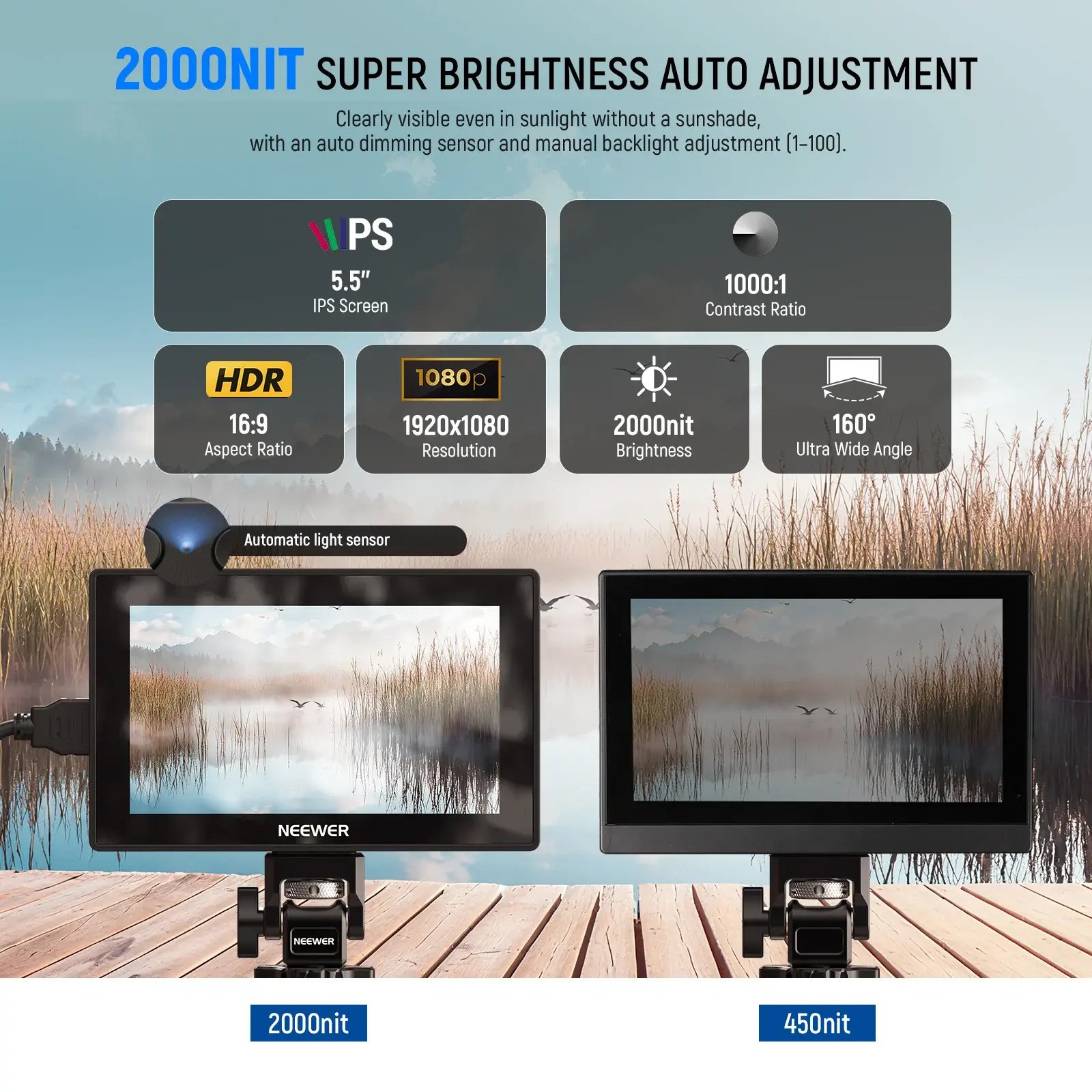 Neewer F500 Pro 5.5 2000 Nits 4K HDMI Dokunmatik Kamera Monitörü
