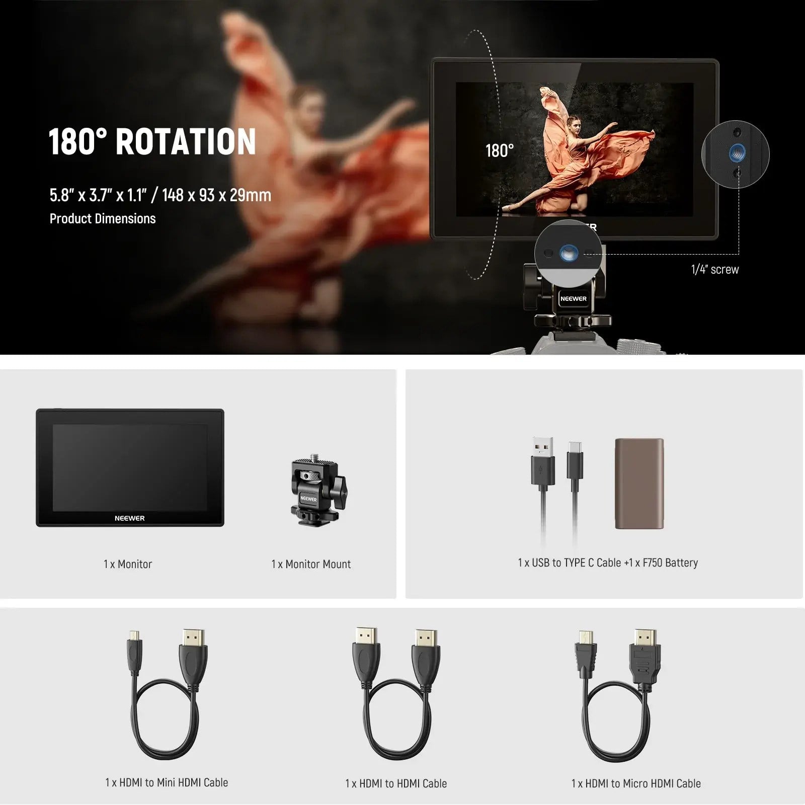 Neewer F500 Pro 5.5 2000 Nits 4K HDMI Dokunmatik Kamera Monitörü