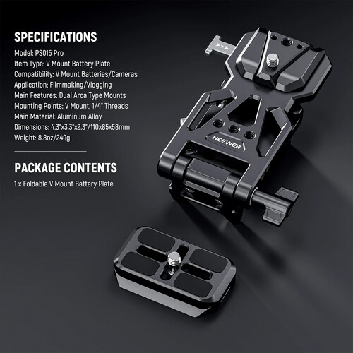 Neewer PS015 Pro Foldable V-Mount Battery Plate