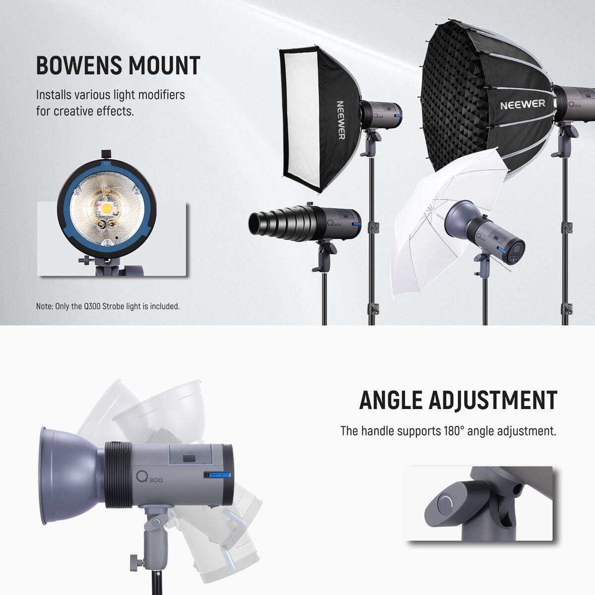 Neewer Q300 300W TTL Akülü Paraflaş