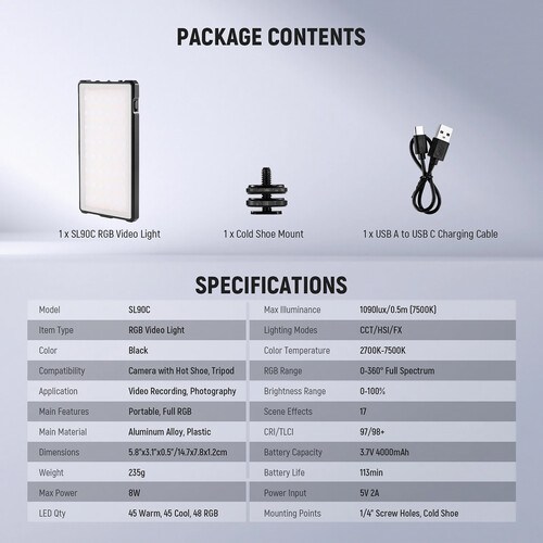 NEEWER SL90C RGB Mini Mobil Video Işığı