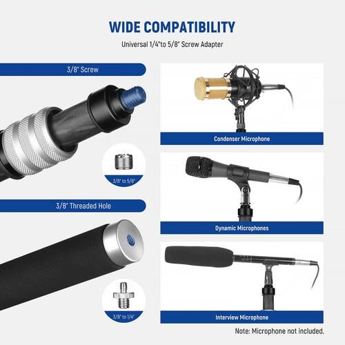 Neewer Upgraded MS-300C Microphone Boompole (Black, 9.8')