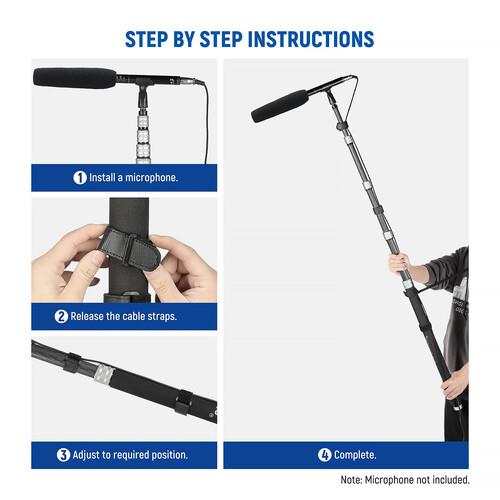 Neewer Upgraded MS-300C Microphone Boompole (Black, 9.8')