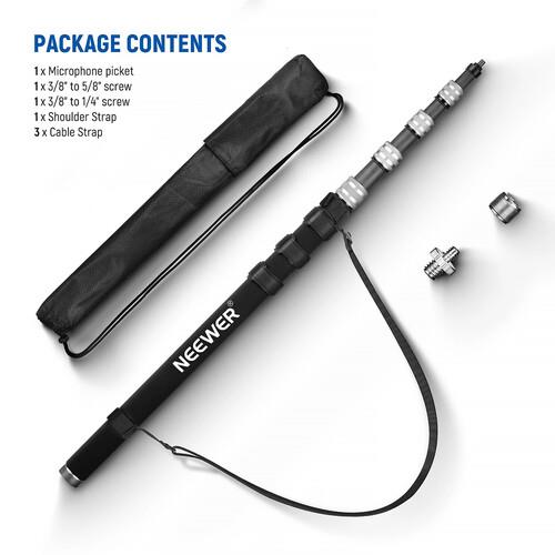 Neewer Upgraded MS-300C Microphone Boompole (Black, 9.8')