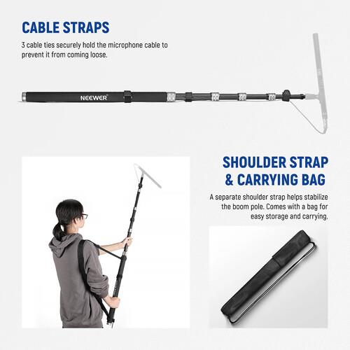 Neewer Upgraded MS-300C Microphone Boompole (Black, 9.8')