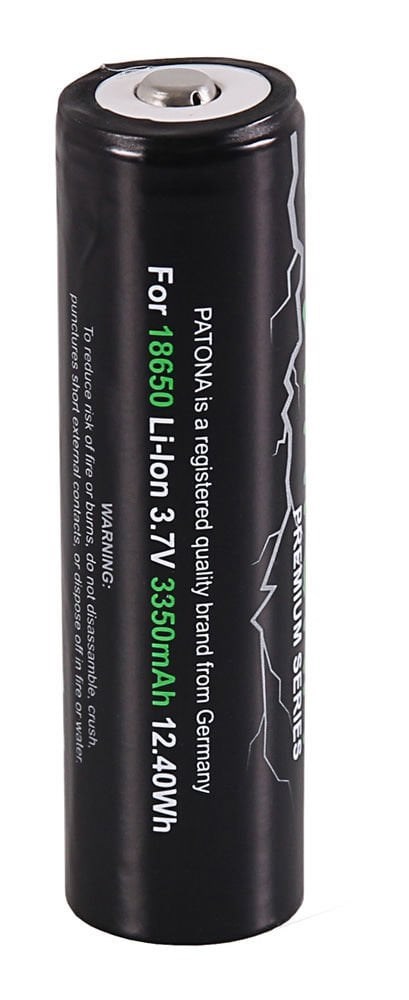 Patona 6516 Premium 18650 Cell Unprotected Sharp/Button Top 3.7V 3350 Mah