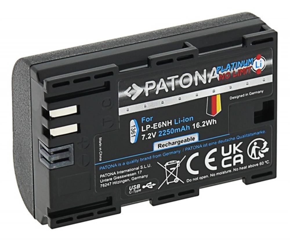 PATONA Platinum Battery with USB-C Input f. Canon EOS R5 EOS R6 R6II LP-E6NH