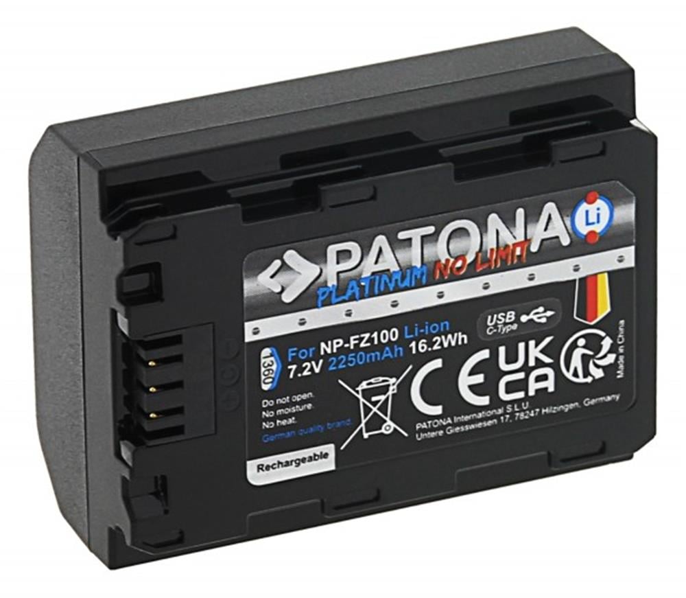 PATONA Platinum Battery with USB-C Input f. Sony NP-FZ100 A7 III A7M3 Alpha 7 III A7 R III A7RM3 Alpha 7 R III A9 Alpha 9