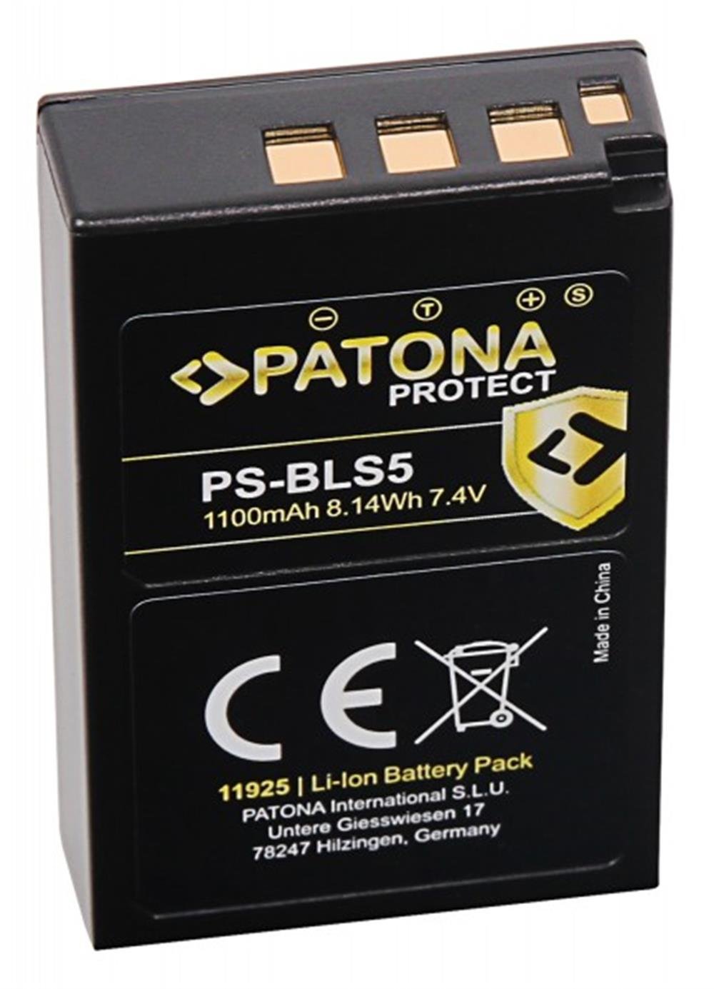 PATONA PROTECT Battery f. Olympus BLS5 E-P3 E-PL2 PEN E-PL3 E-PM1