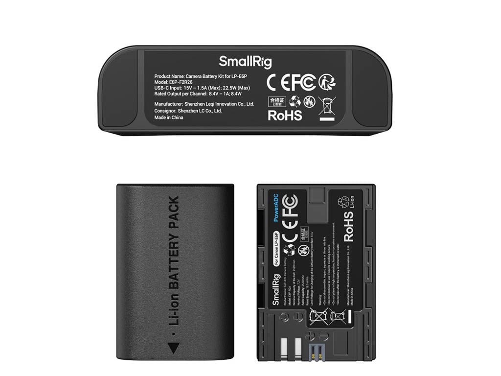 SmallRig 5485 Canon LP-E6P Turbo Hızlı 2 Batarya + Şarj Kiti