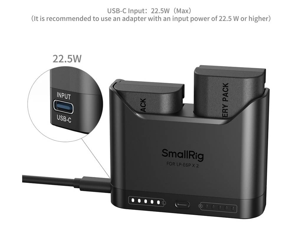 SmallRig 5485 Canon LP-E6P Turbo Hızlı 2 Batarya + Şarj Kiti