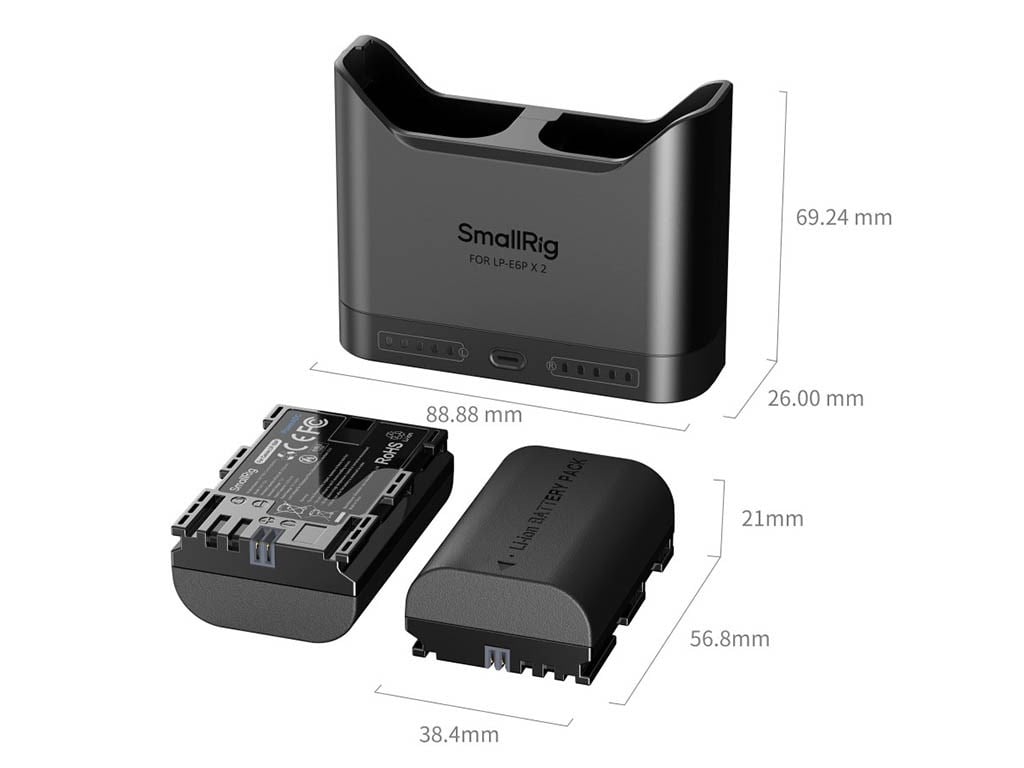 SmallRig 5485 Canon LP-E6P Turbo Hızlı 2 Batarya + Şarj Kiti