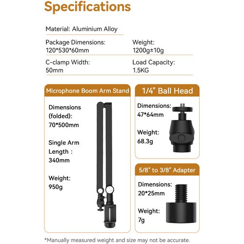 Ulanzi TM01 Boom Arm Mikrofon Masa Standı T046GBA1