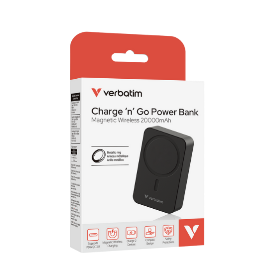 Verbatim 20000 Mah Manyetik Kablosuz (Magsafe) 15W Powerbank 35W PD Siyah Renk Kablo Dahil-(32223)