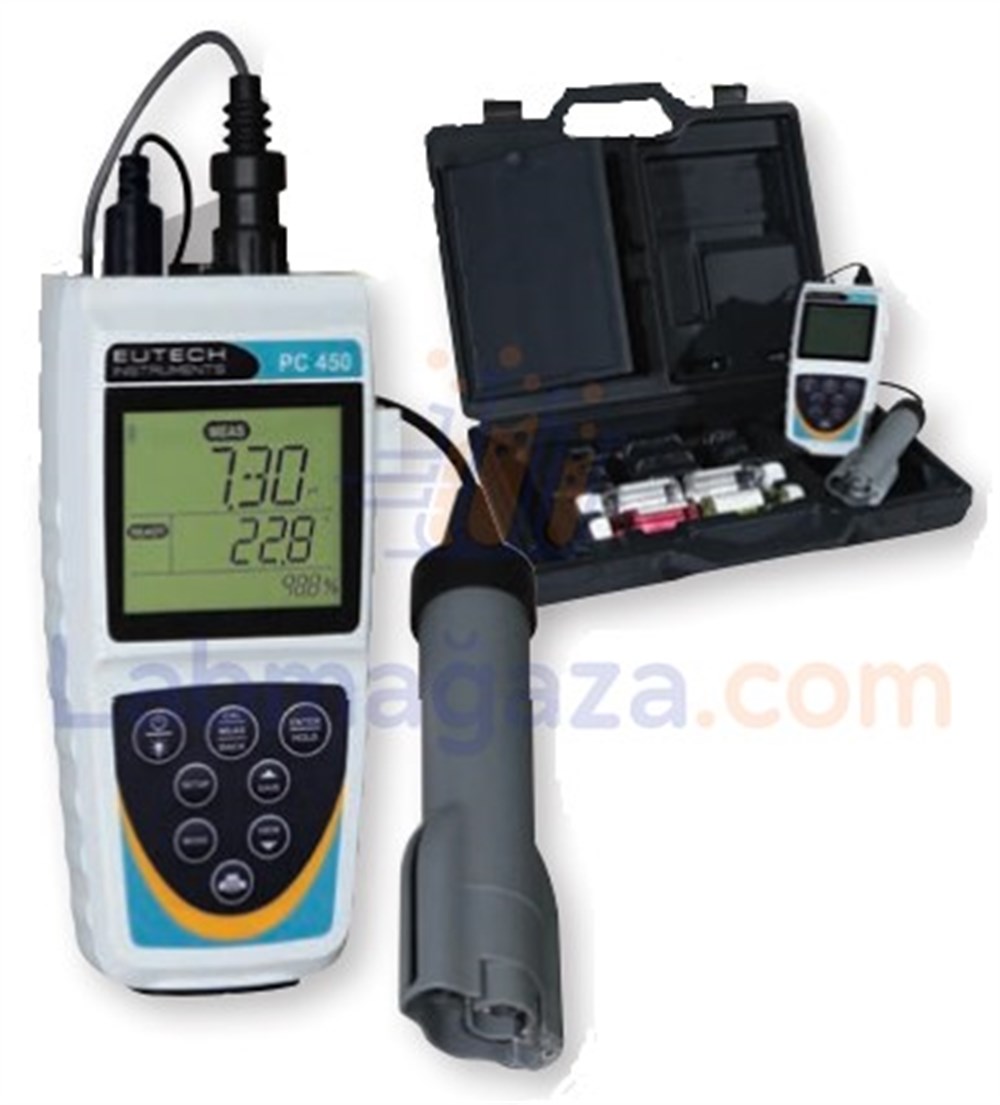 Thermo Eutech pH / İletkenlik / TDS / Sıcaklık / Tuzluluk / Sıcaklık Ölçüm Cihazı / Waterproff PC 450 KİT