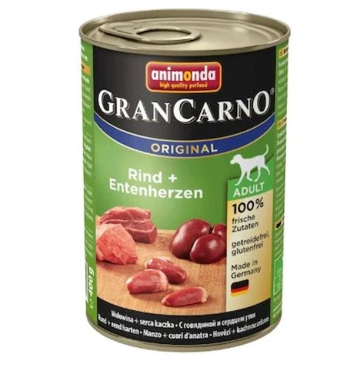 Animonda Gran Carno Sığır Etli ve Ördek Yürekli Konserve Yetişkin Köpek Maması 400 G