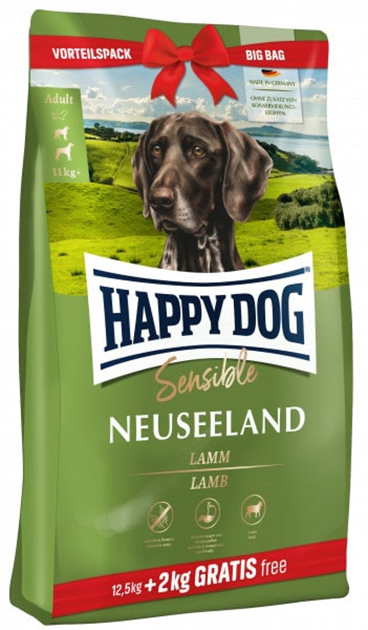 Happy Dog Neuseeland Kuzulu Yetişkin Köpek Maması 12,5 Kg (+2 Kg)