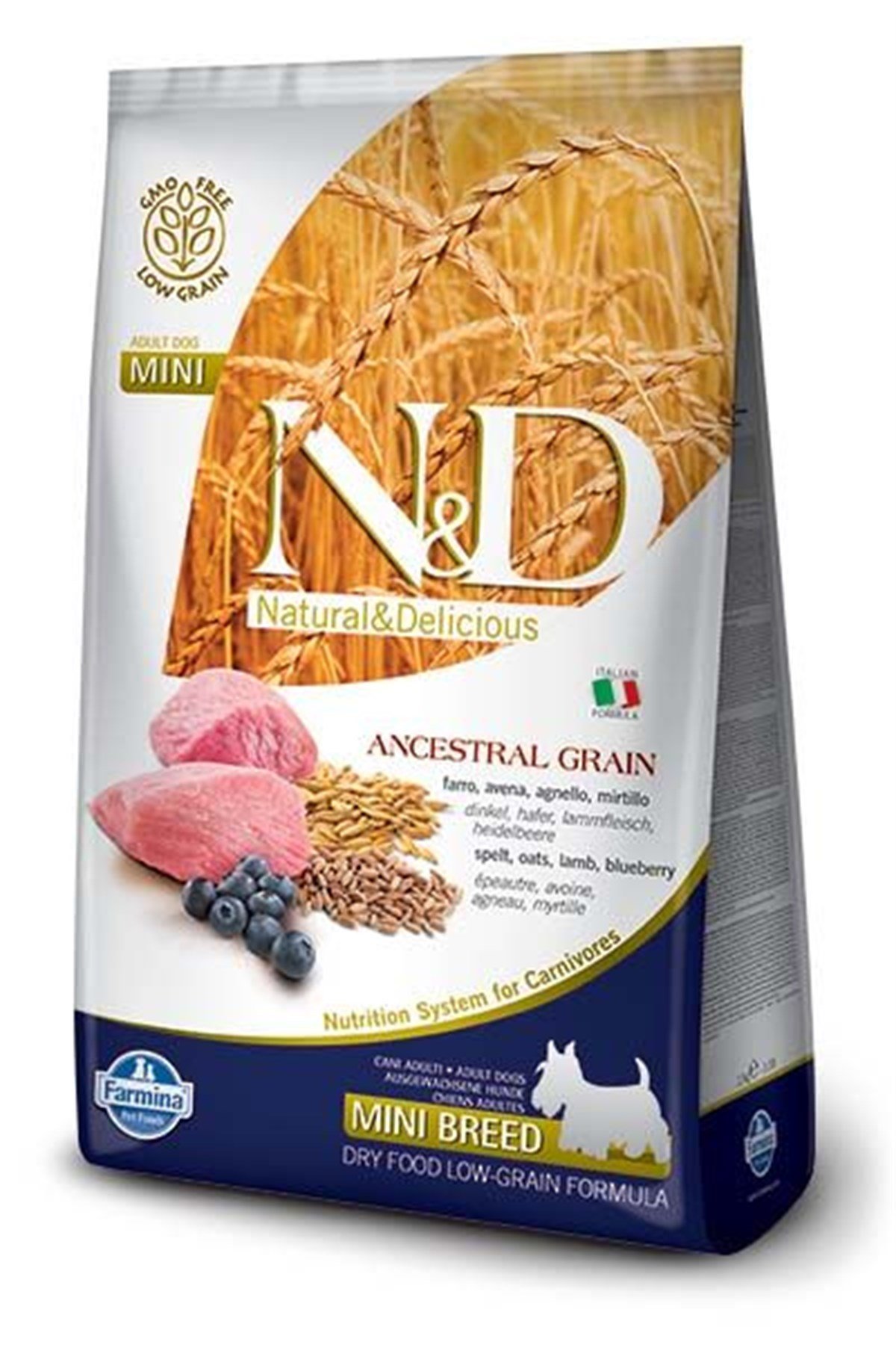 N&D Düşük Tahıllı Kuzulu & Yaban Mersinli Mini Küçük Irk Yetişkin Köpek Maması 2,5 Kg