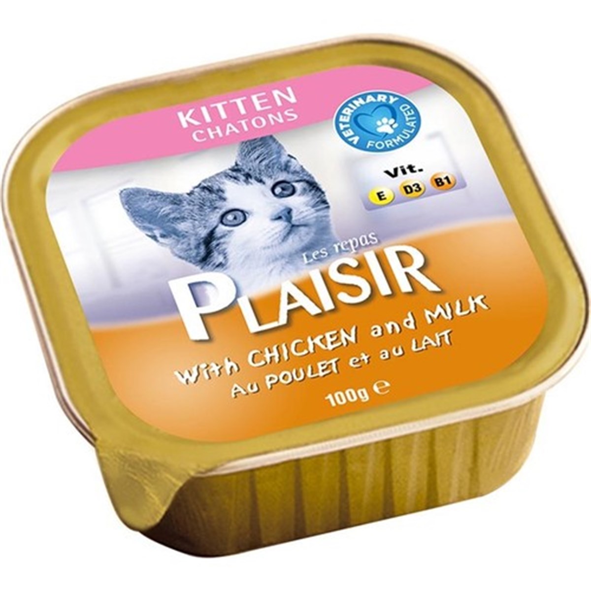 Plaisir Tavuklu ve Sütlü Pate Konserve Yavru Kedi Maması 100 G