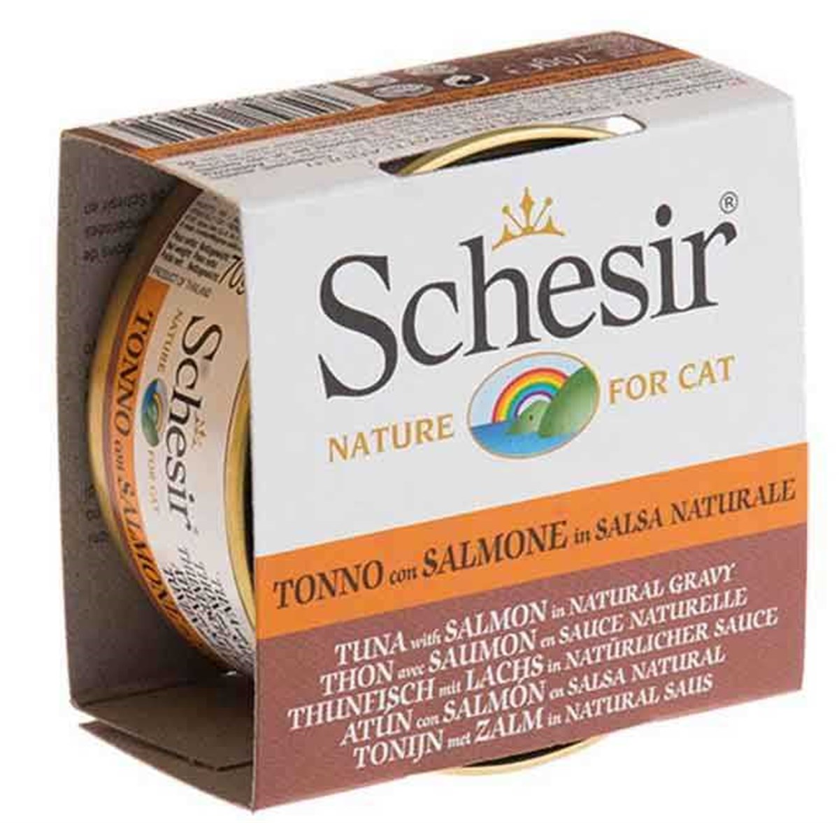 Schesir Soslu Ton Balıklı ve Somonlu Konserve Yetişkin Kedi Maması 70 G
