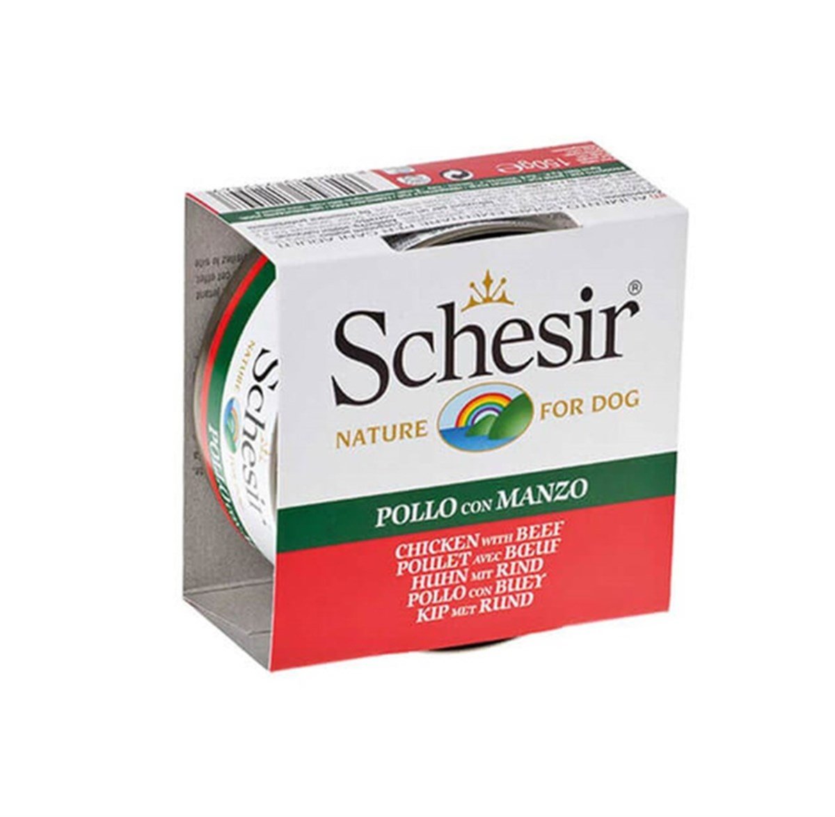 Schesir Tavuk Fileto ve Sığır Etli Konserve Yetişkin Köpek Maması 150 G