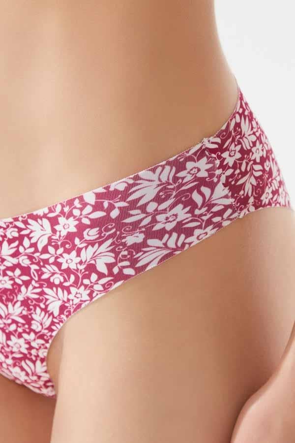 Red & White Flower Patterned  Laser Cut Seamless Bikini Cut Women Panty CH6102