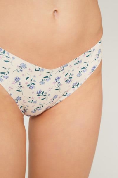 Red&White Flower Patterned Basic Laser Cut Seamless Cheeky Brazilian Cut Women Panty CH6099
