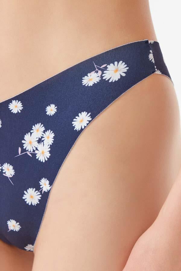 Red&White Flower Patterned Basic Laser Cut Seamless Cheeky Brazilian Cut Women Panty CH6099