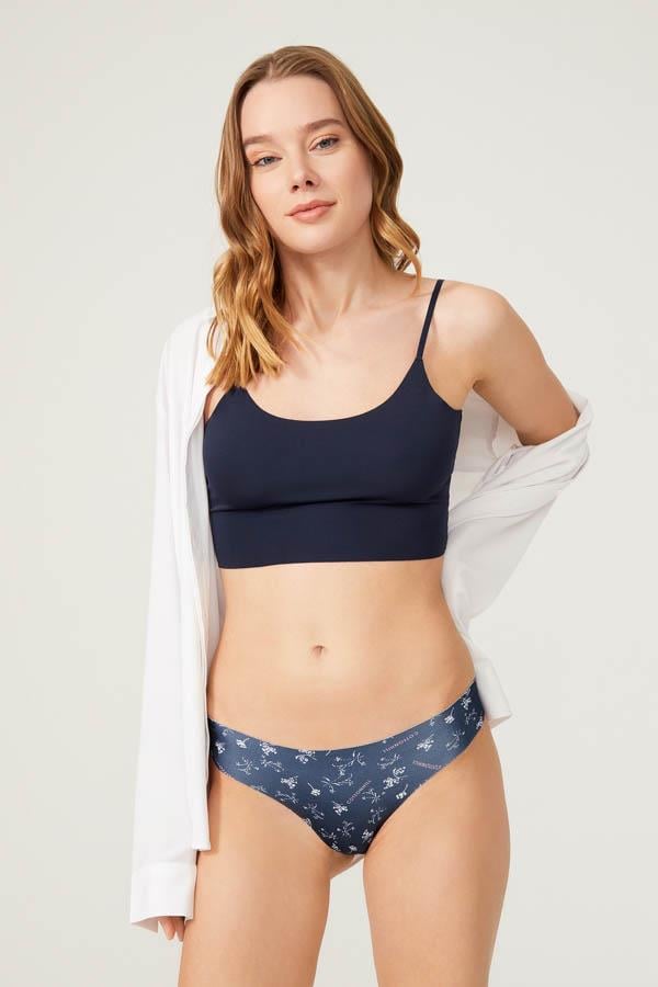 Red & White Flower Patterned  Laser Cut Seamless Bikini Cut Women Panty CH6102