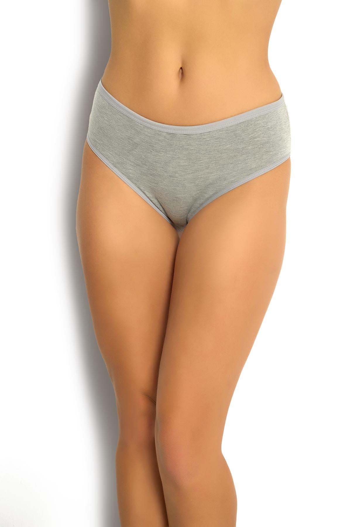 12 'Li Kadın Gri Pamuklu Bikini Külot 652 