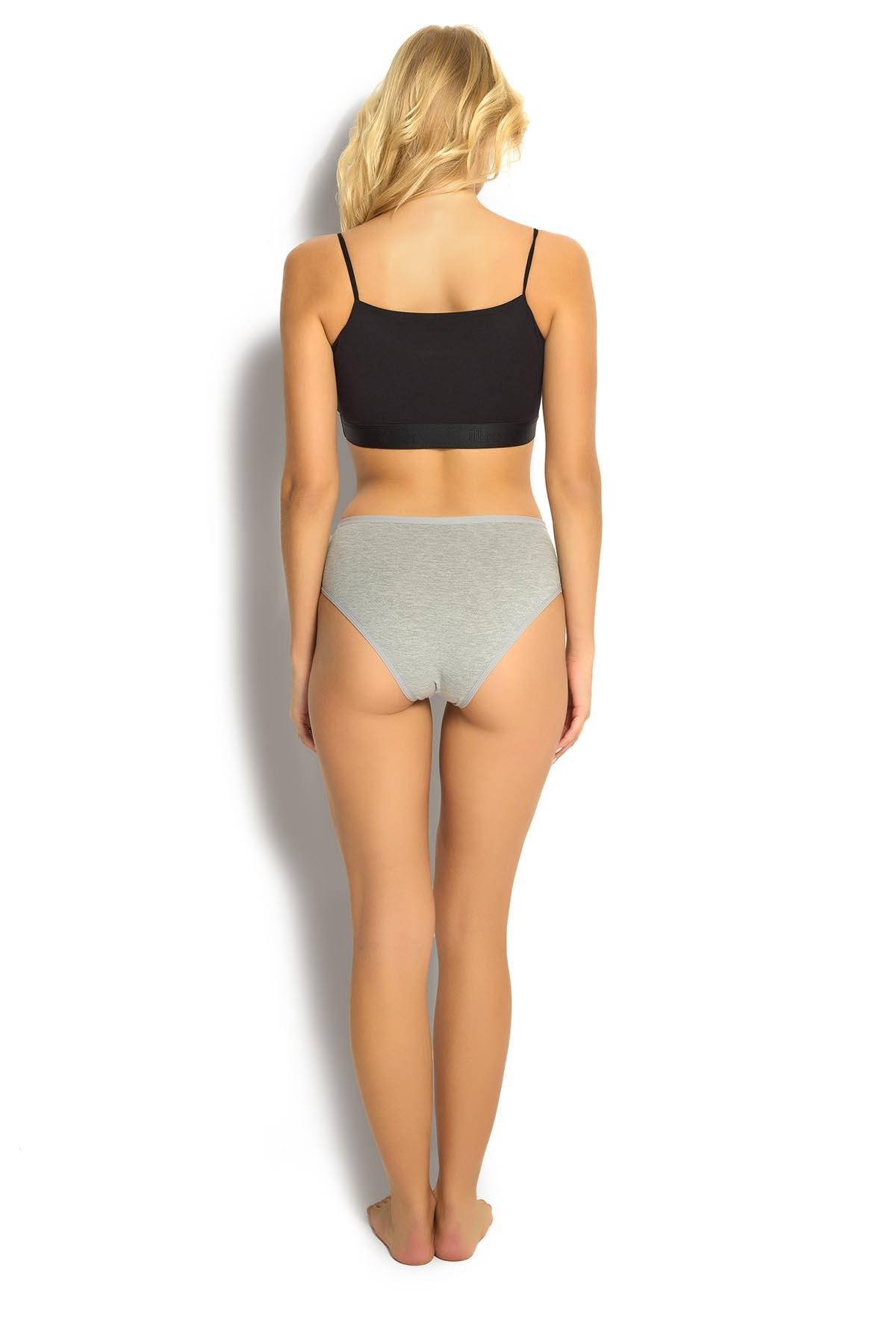 12 'Li Kadın Gri Pamuklu Bikini Külot 652 