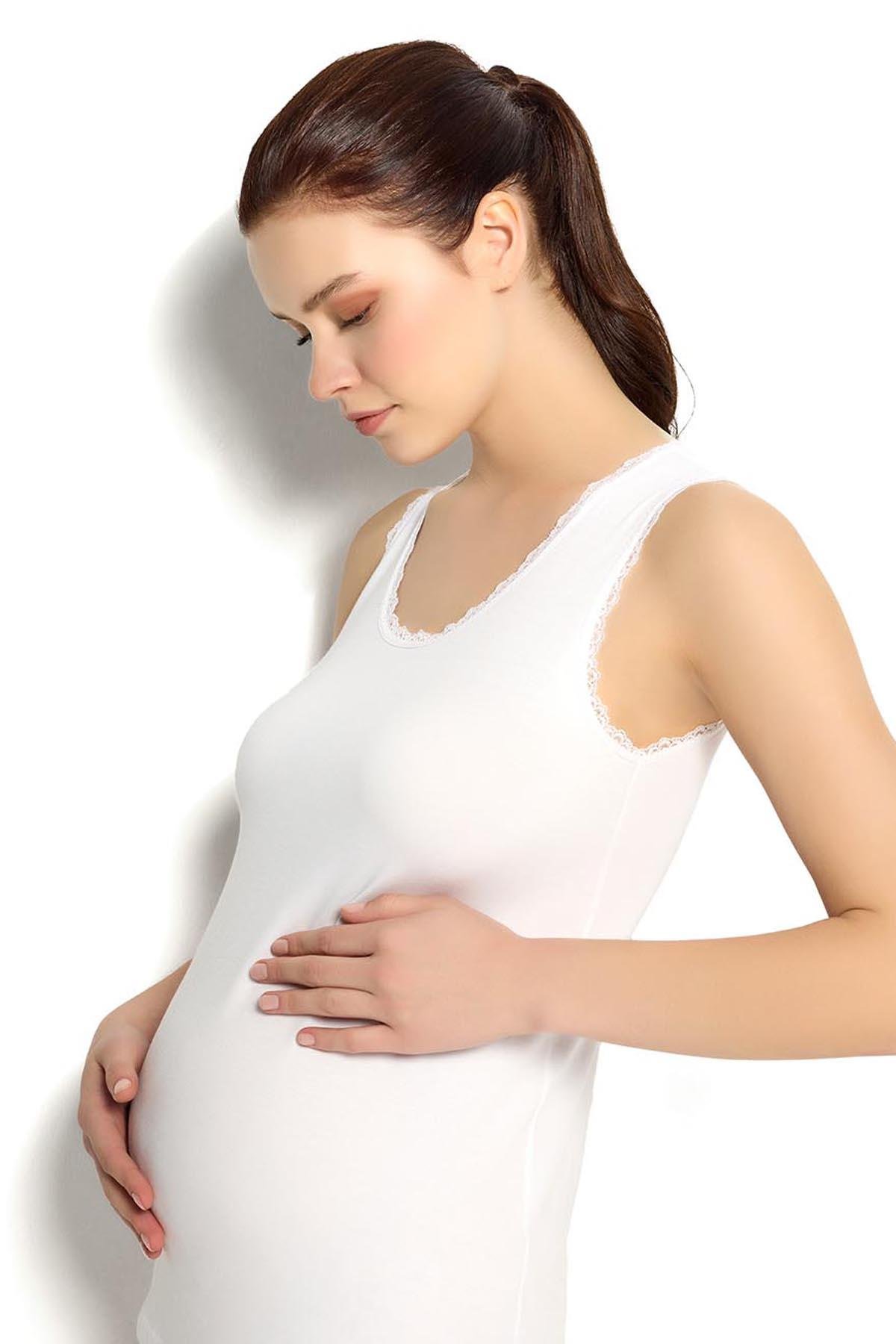 Beyaz Geniş Askılı Hamile Atleti 661