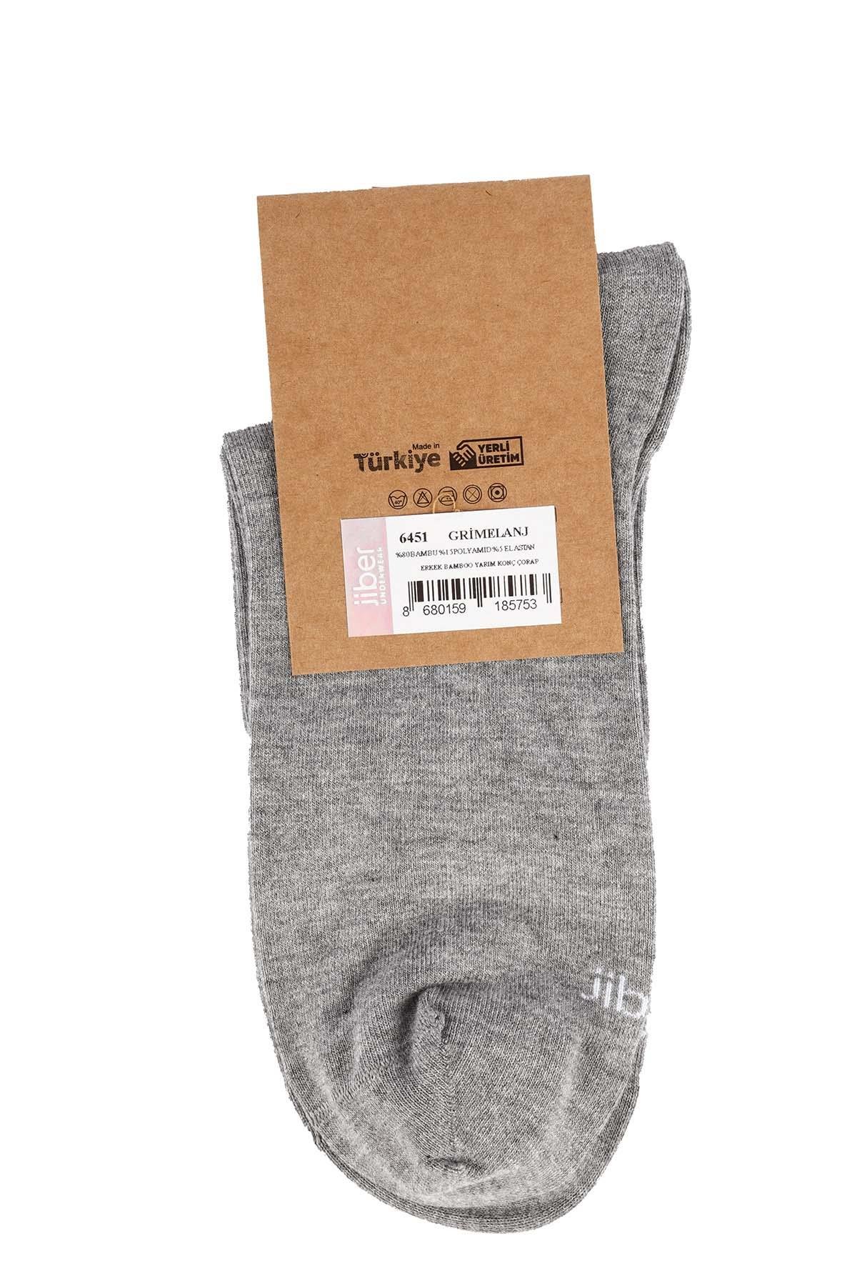 Erkek Bambu Yarım Konç Çorap 6451 GRİMELANJ  JBR6451.000001