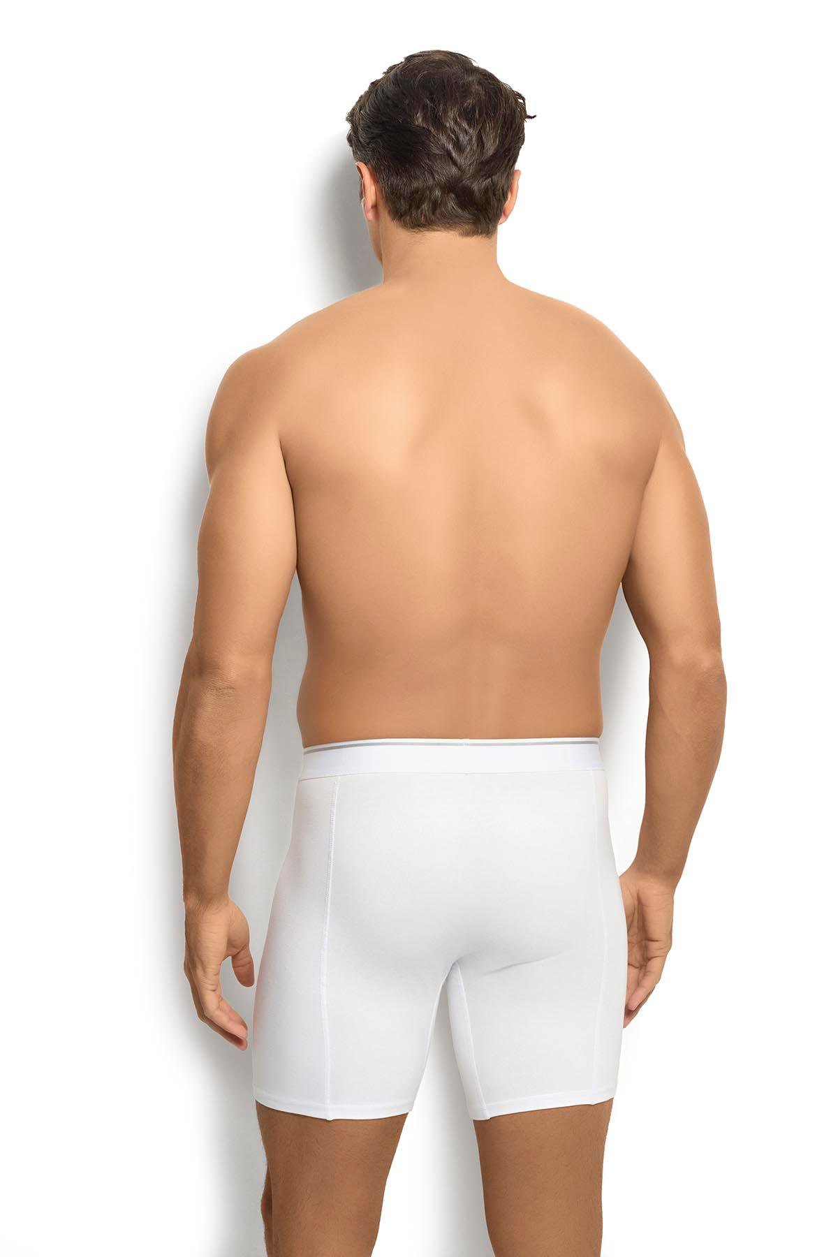 Erkek Beyaz Pamuklu Likralı 3'lü Boxer 268