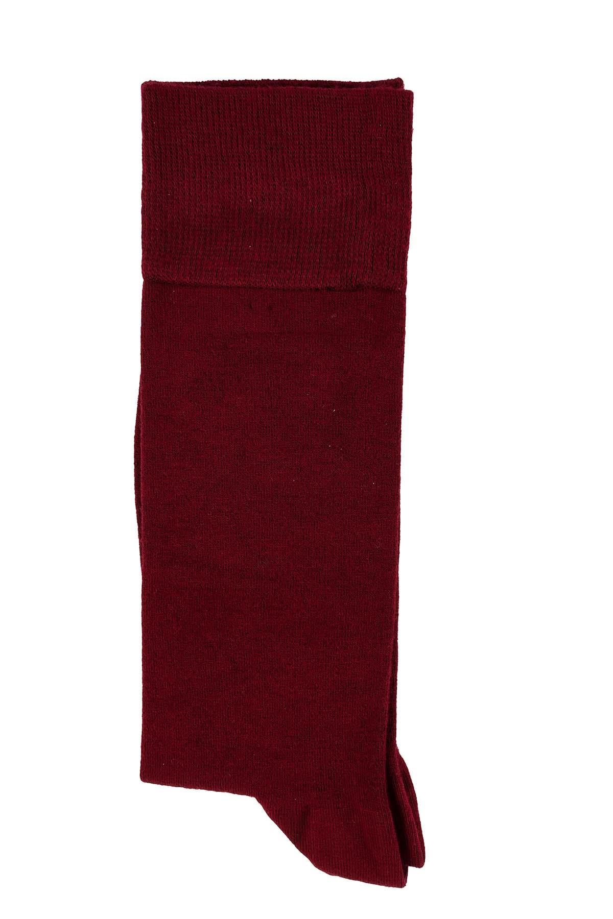 Erkek Bordo Likralı  Bambu Uzun Çorap 5600