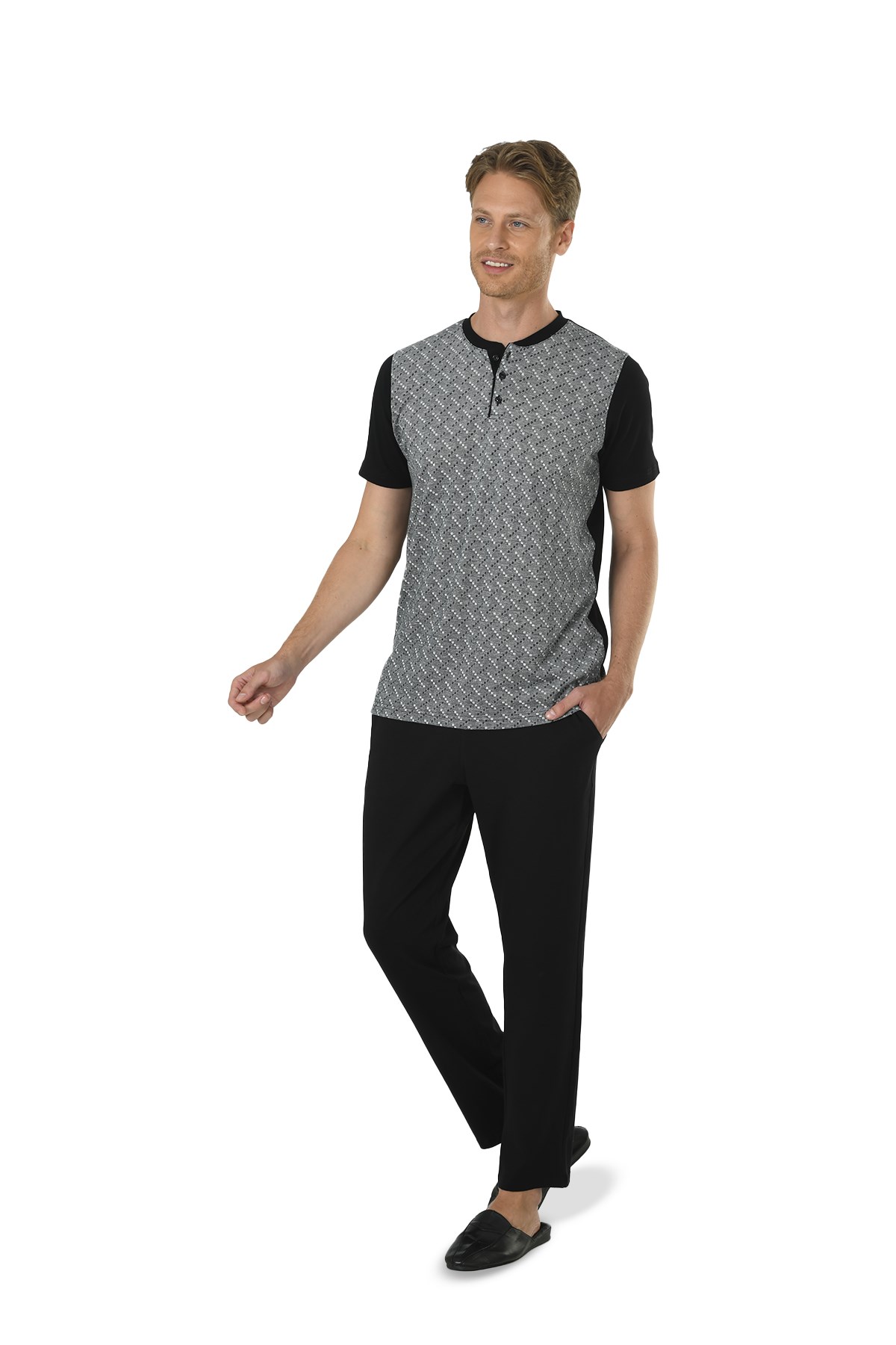 Erkek Füme Patlı Jakarlı Pijama Takımı 15105