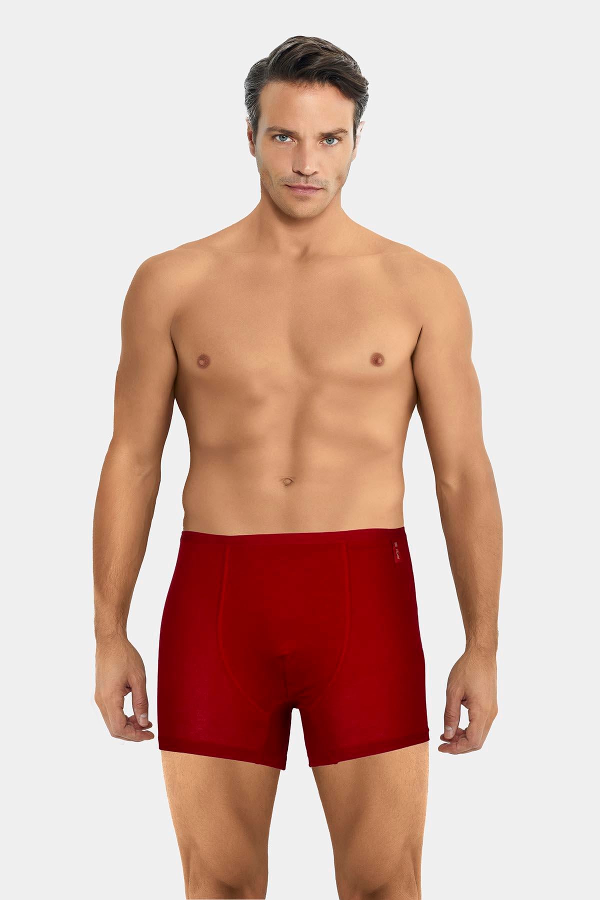Erkek İnce Lastikli Penye Modal Bordo Boxer 286
